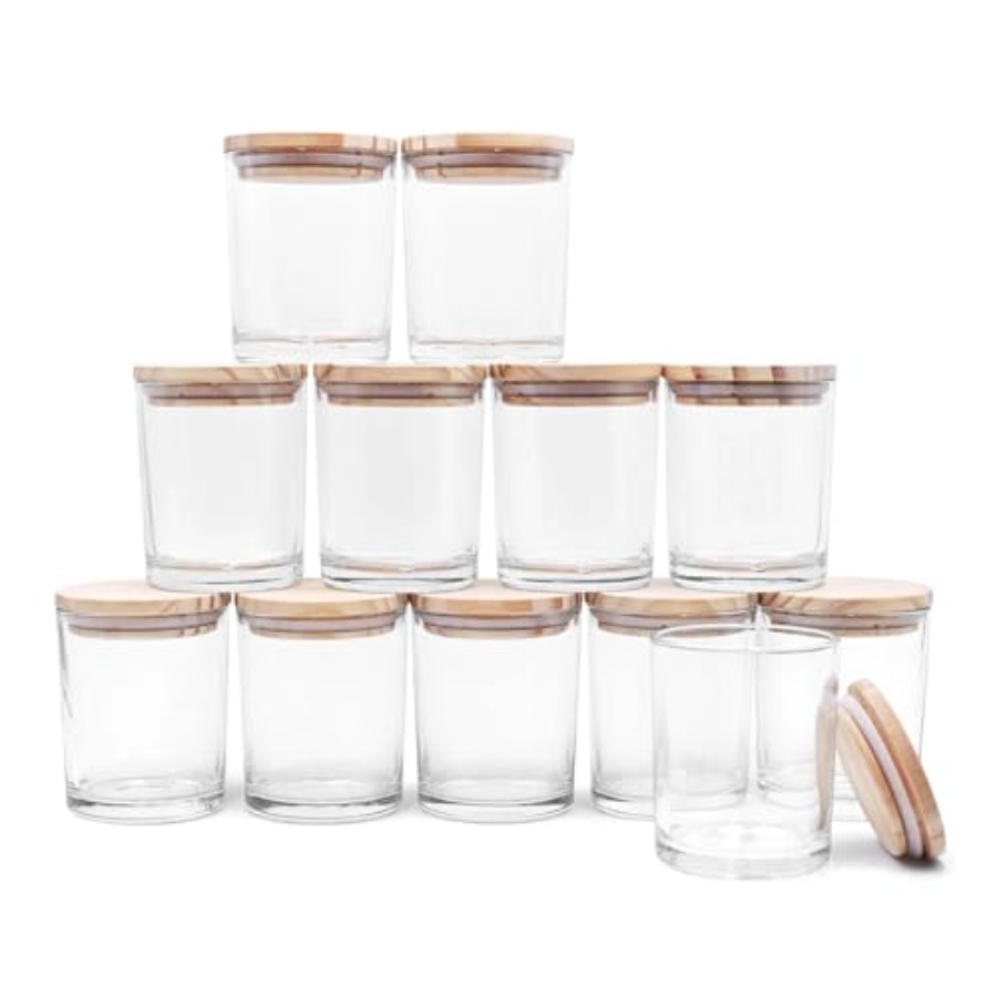 Candle Making Jars Wholesale - 12개입 7온스 두꺼운 유리 캔들 용기(나무