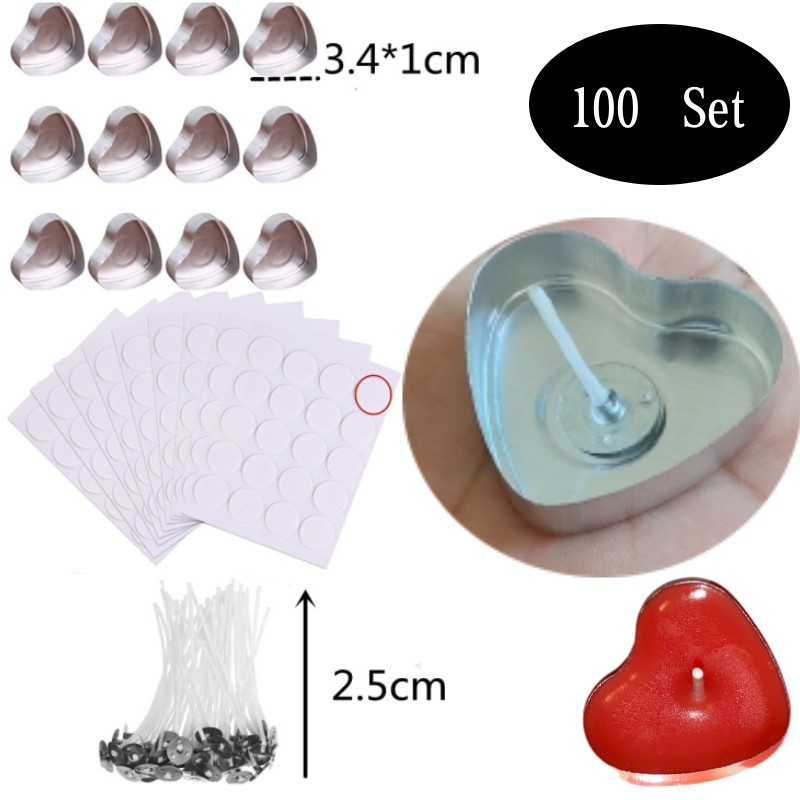 100 세트 하트 모양의 빈 알루미늄 Tealight  - Candle Making Ingredients 리뷰 및 가격