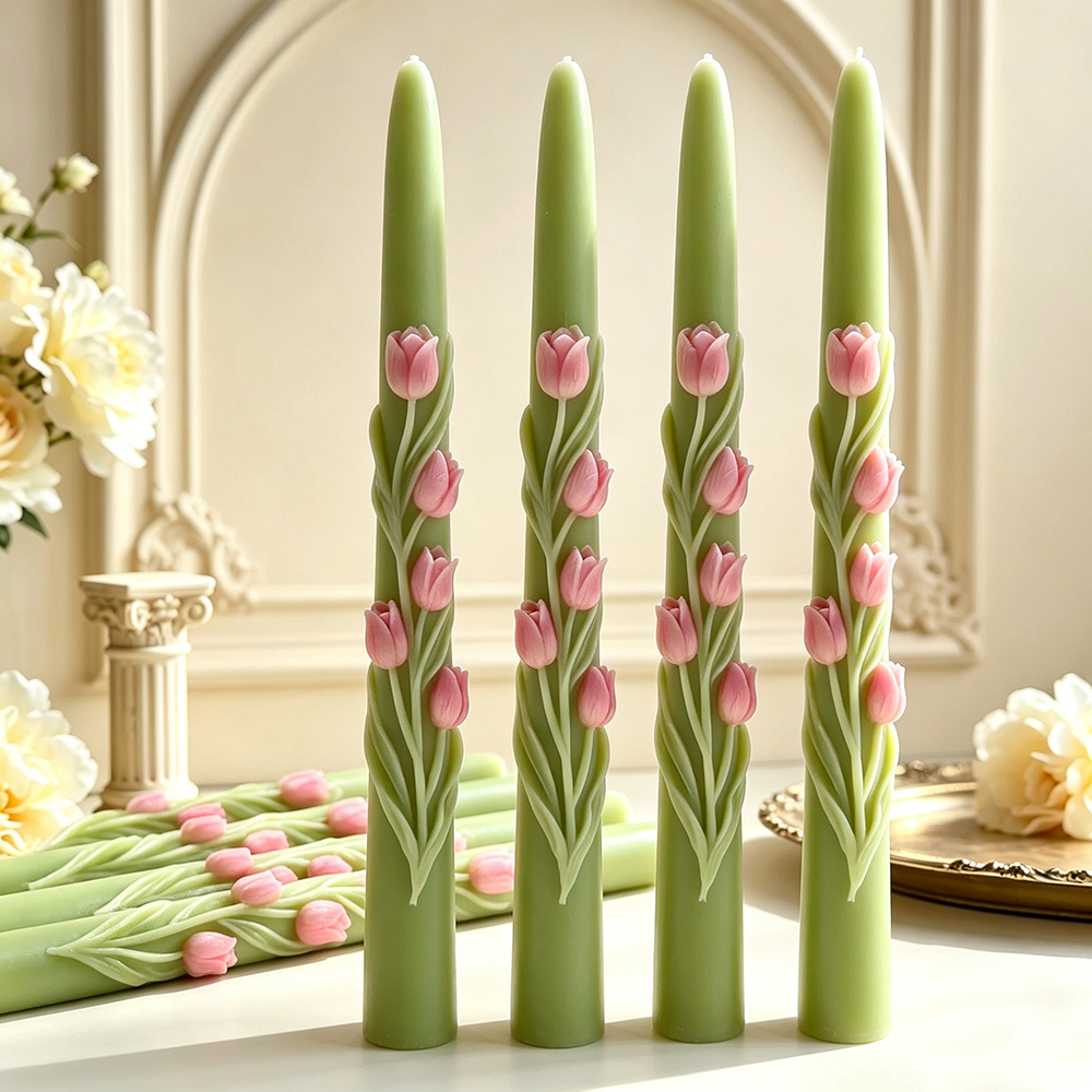 긴 막대 꽃 모양 테이퍼 양초 실리콘 몰드 3D 엠보싱 - Candle Making Ingredients 리뷰 및 가격