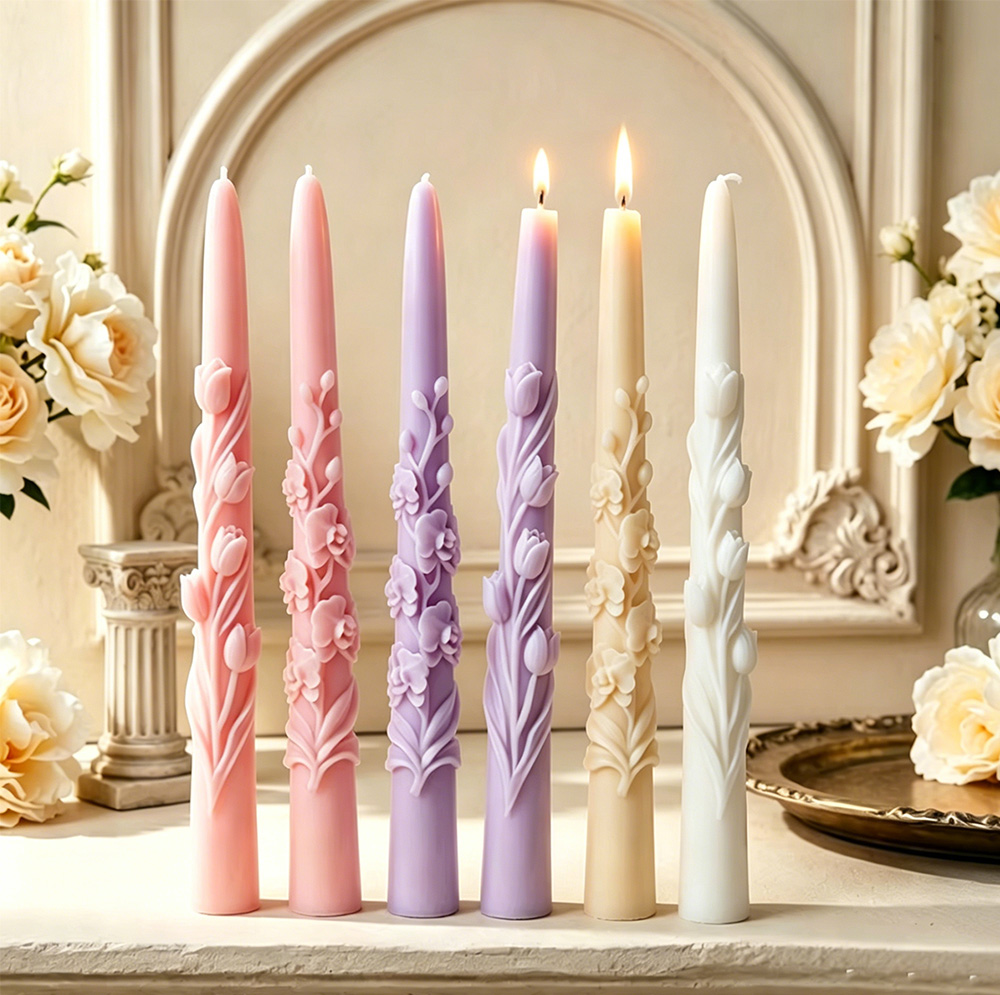 긴 막대 꽃 모양 테이퍼 양초 실리콘 몰드 3D 엠보싱 - Candle Making Ingredients 리뷰 및 가격