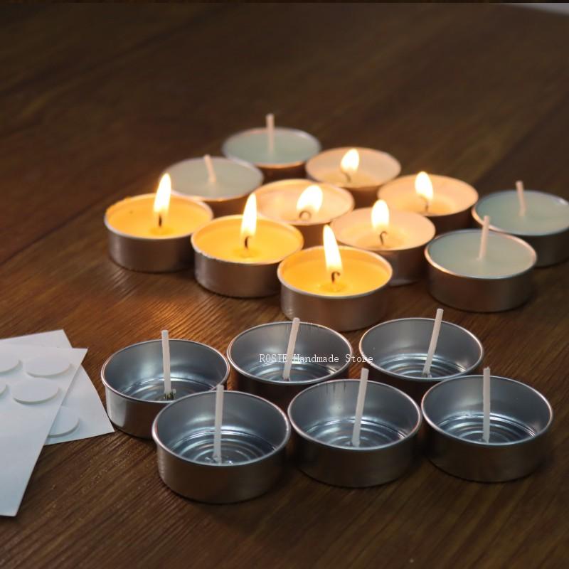 100 심지 100 스티커 포함 빈 차 왁스 원형 알루 - Candle Making Ingredients 리뷰 및 가격