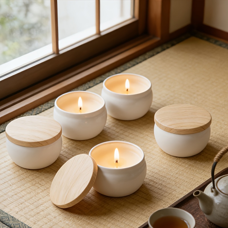 흰색 무광 캔들 용기(나무결 뚜껑 포함), 6개입 2. - Candle Making Jars Wholesale 리뷰 및 가격