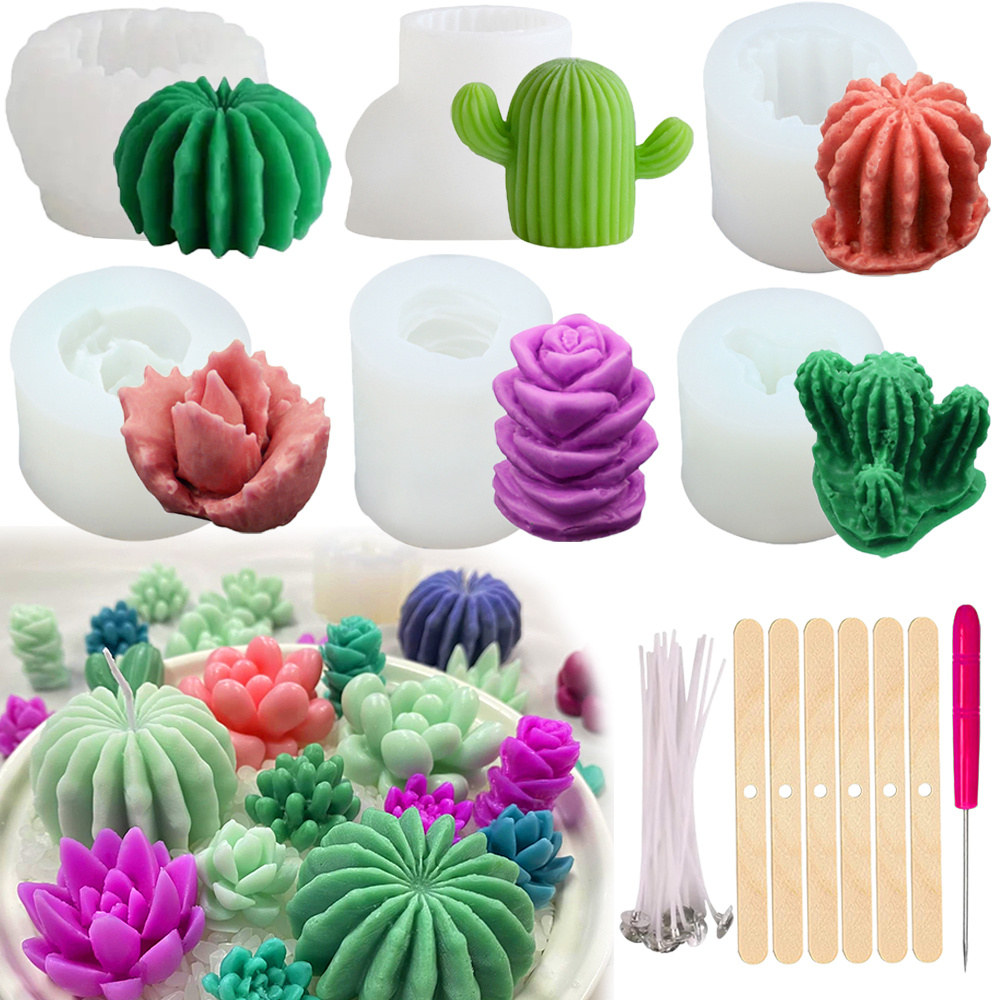 6pcs 다육 실리콘 양초 금형 양초 비누 만들기, 왁 - Candle Making Ingredients 리뷰 및 가격