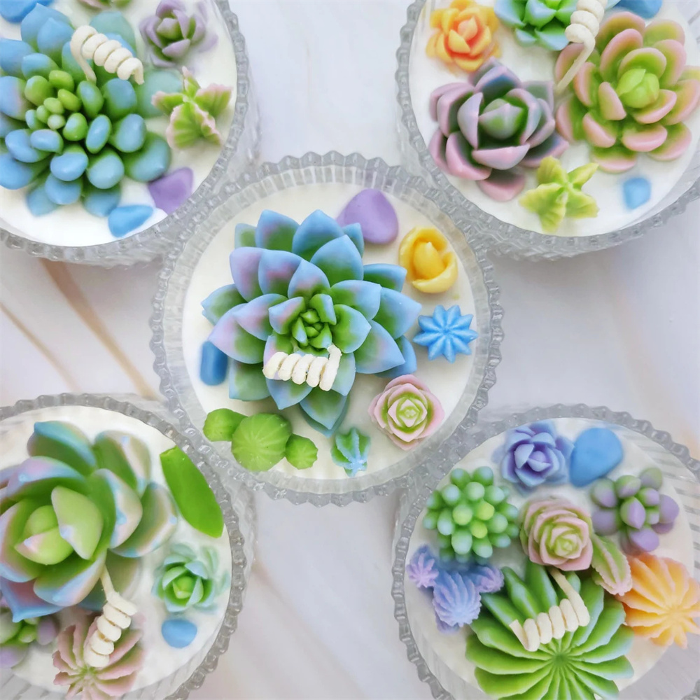 6pcs 다육 실리콘 양초 금형 양초 비누 만들기, 왁 - Candle Making Ingredients 리뷰 및 가격
